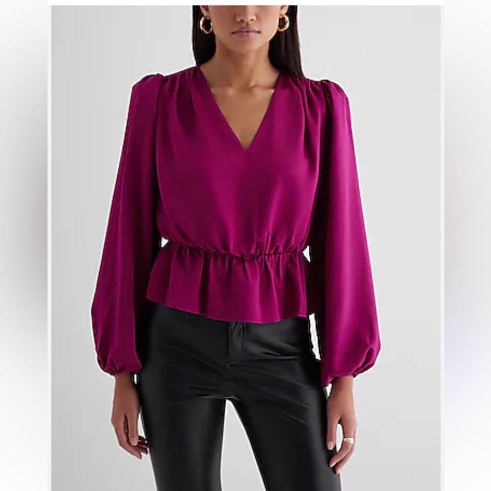 Express plum long sleeve blouse